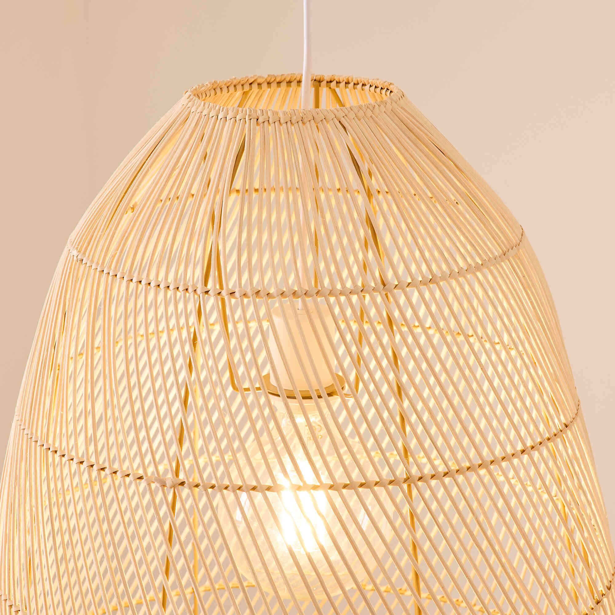Suspension HARRY rotin naturel/blanc Ø70cm