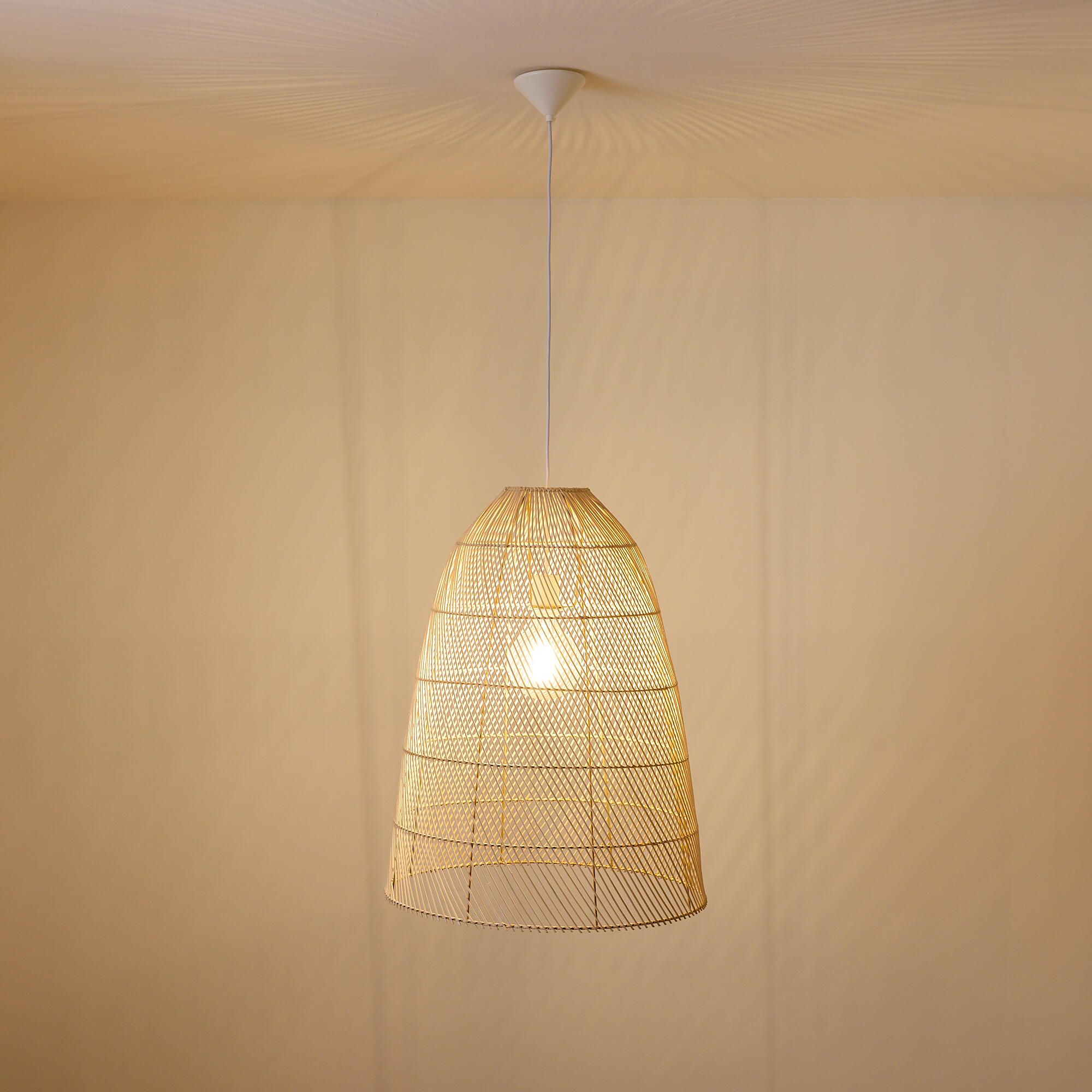 Suspension HARRY rotin naturel/blanc Ø70cm