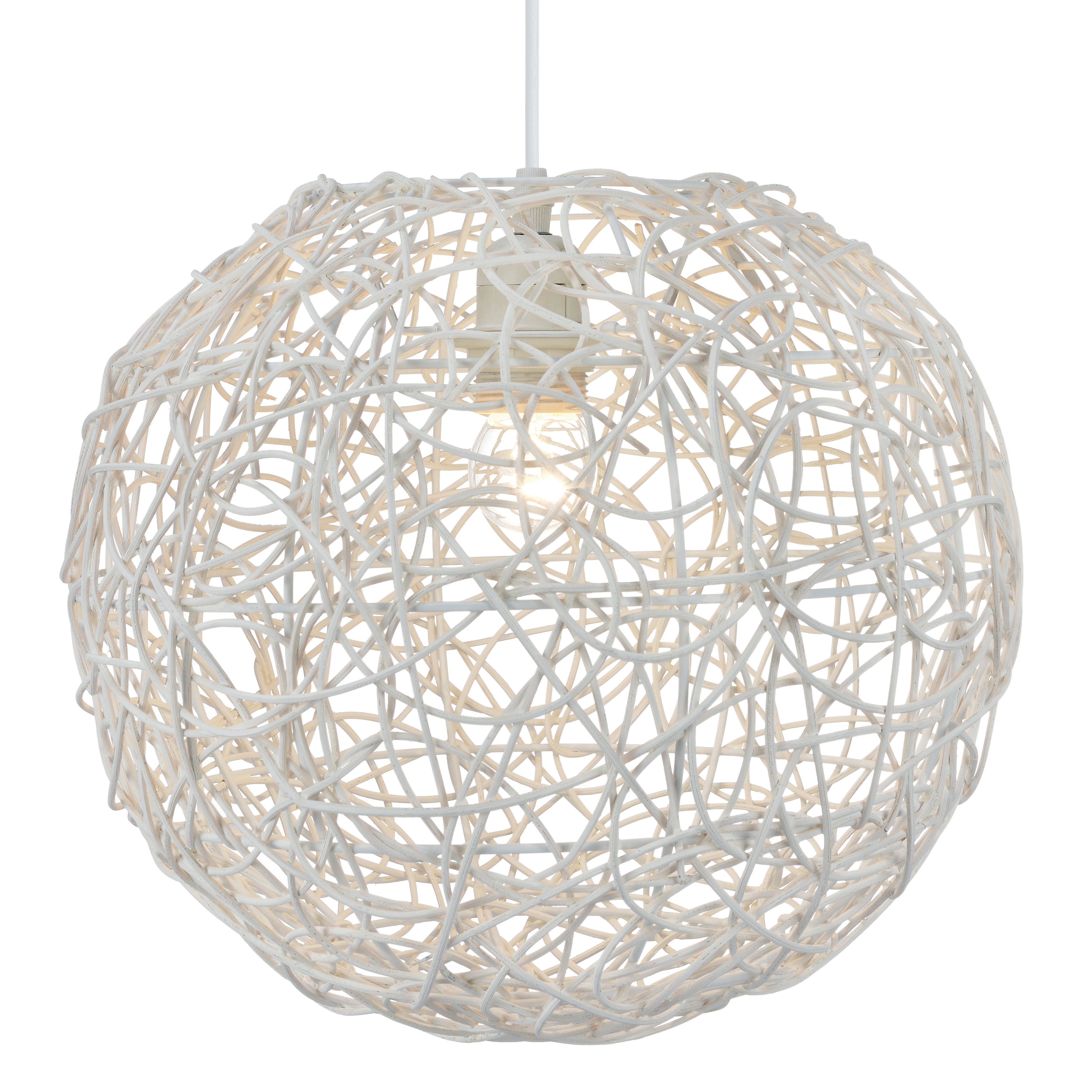 Suspension rotin MURIA blanche en rotin