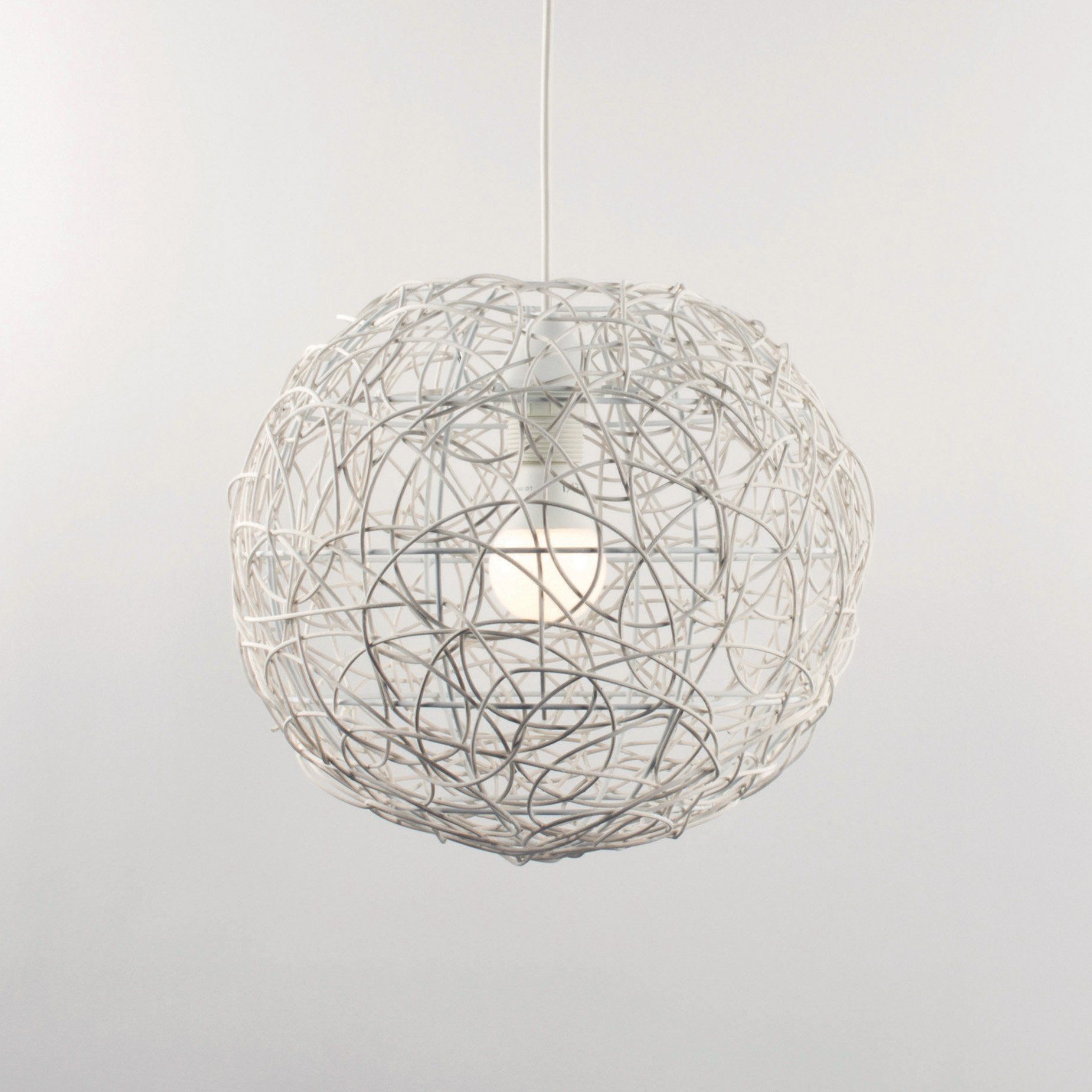 Suspension rotin MURIA blanche en rotin