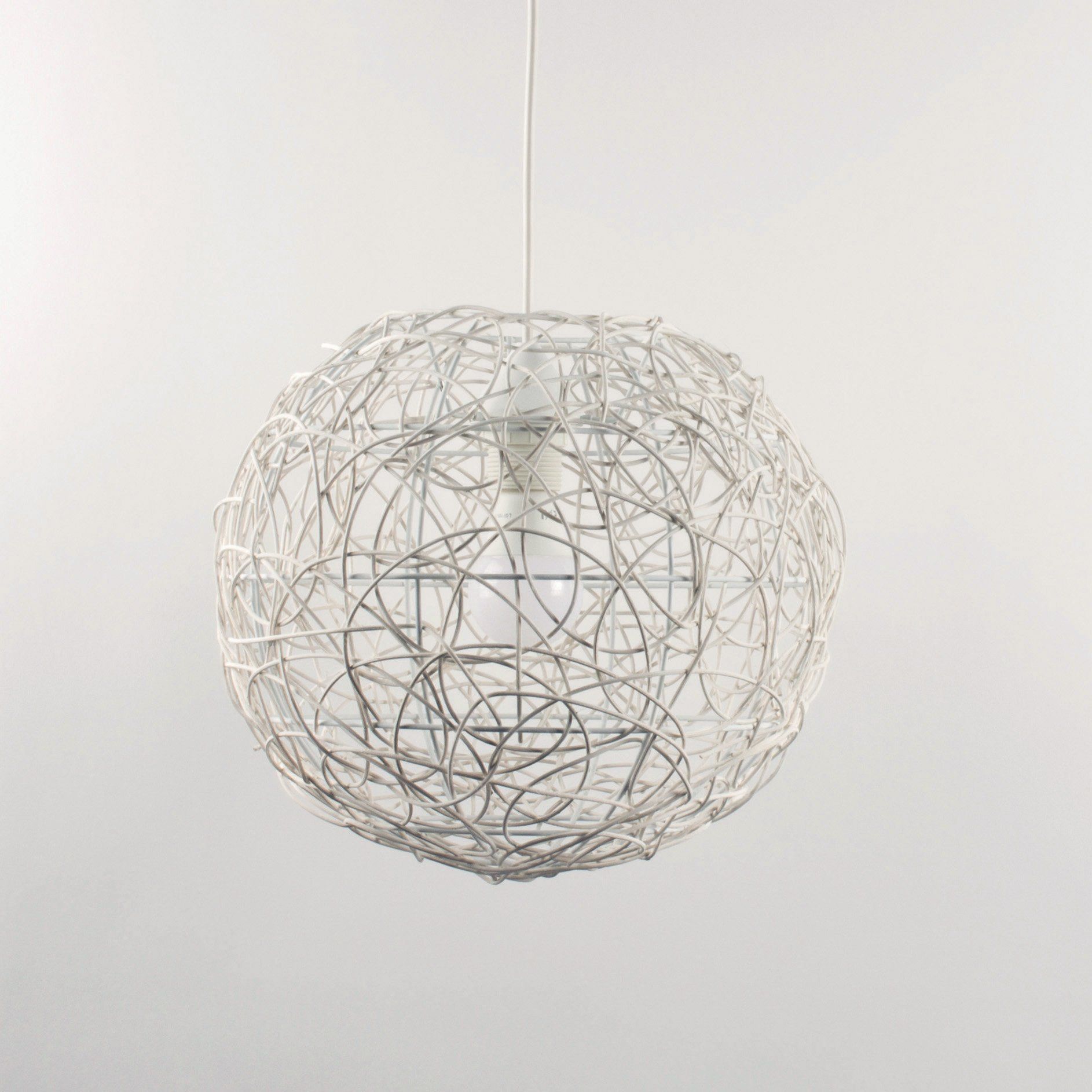 Suspension rotin MURIA blanche en rotin
