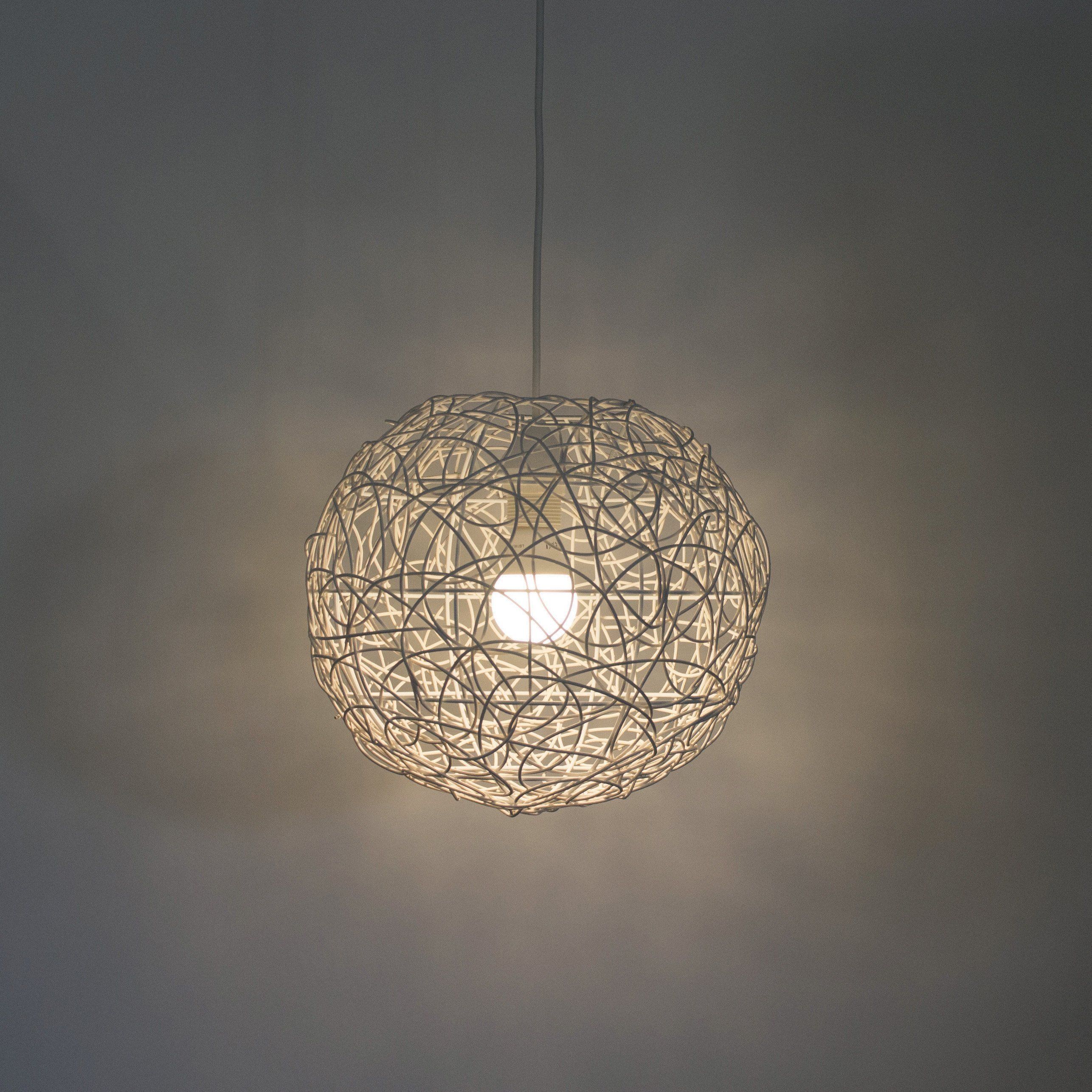 Suspension rotin MURIA blanche en rotin