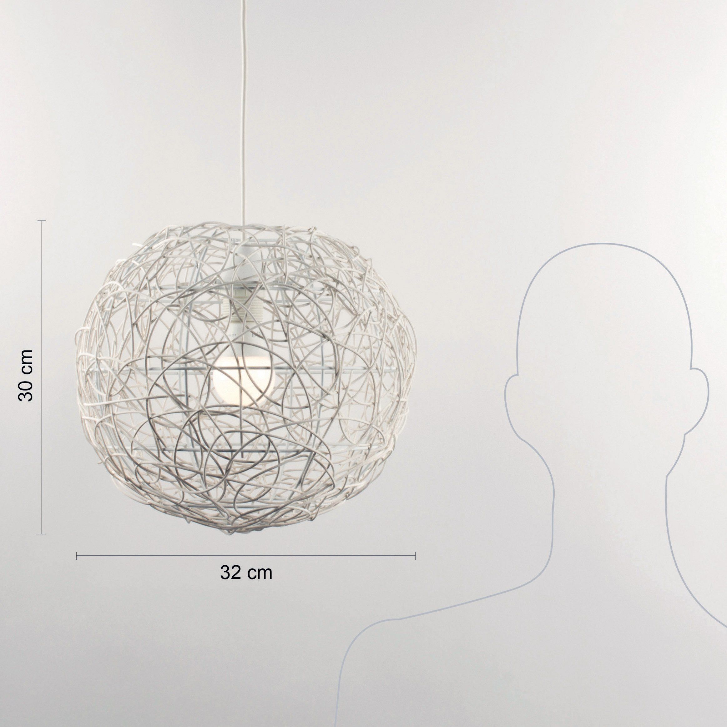 Suspension rotin MURIA blanche en rotin