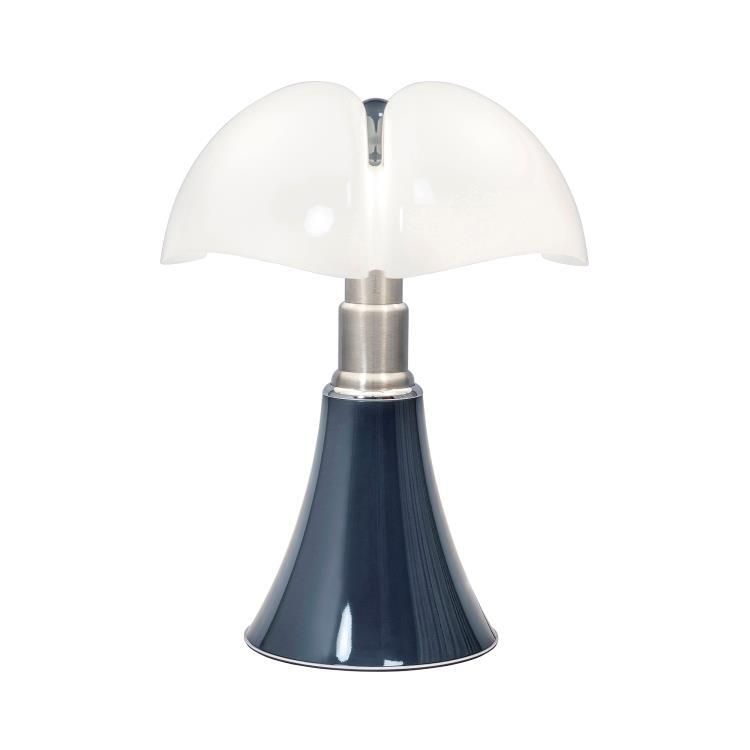 Lampe LED PIPISTRELLO MEDIUM téléscopique dimmable Métal Bleu ardoise et Abat-jour blanc H50-62cm