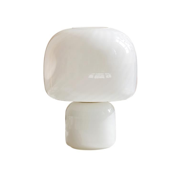 Lampe LOULOU verre teinté blanc et abat jour teintée blanc H30cm