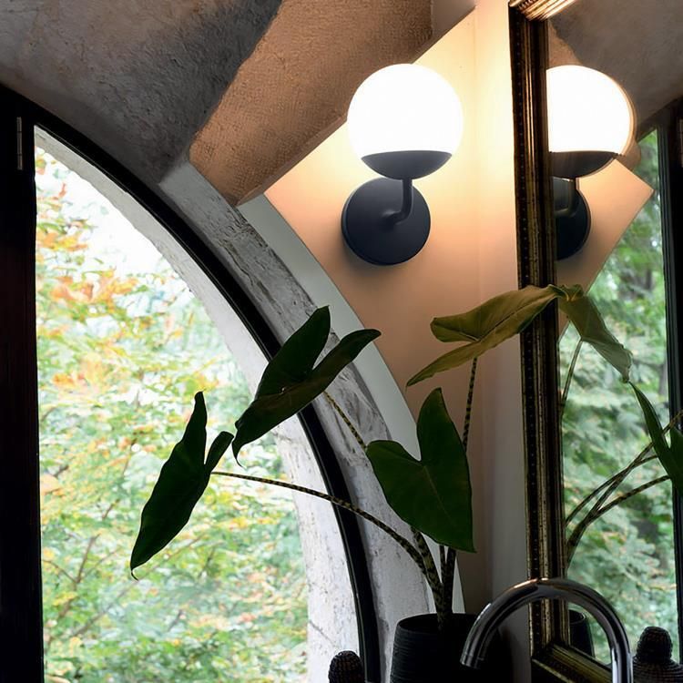 Applique murale d'extérieur MOOON! interrupteur connecté carbone Ø15cm