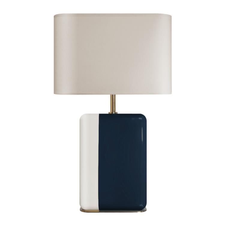 Lampe BOURBON bois laqué noir/laiton H49cm