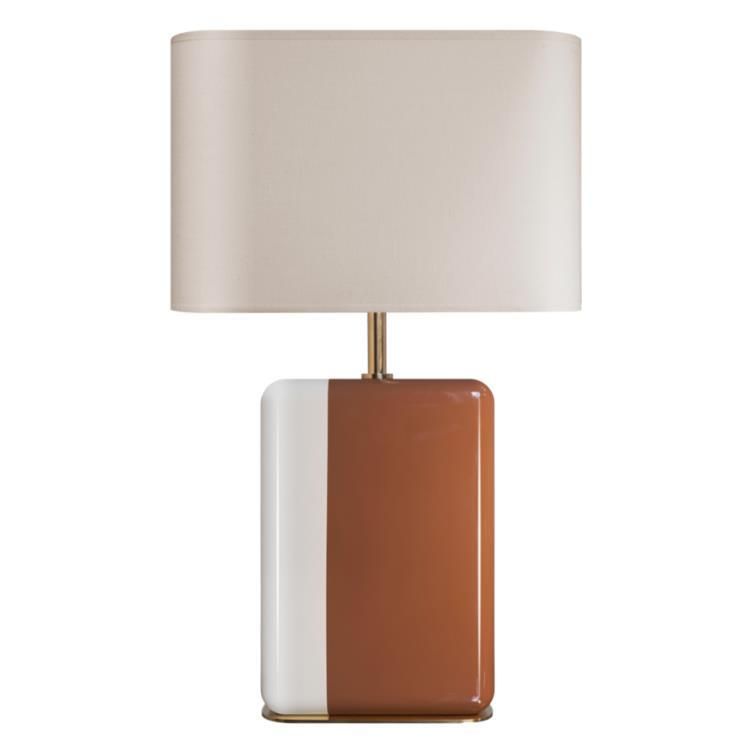Lampe BOURBON bois laqué ivoire/laiton H49cm