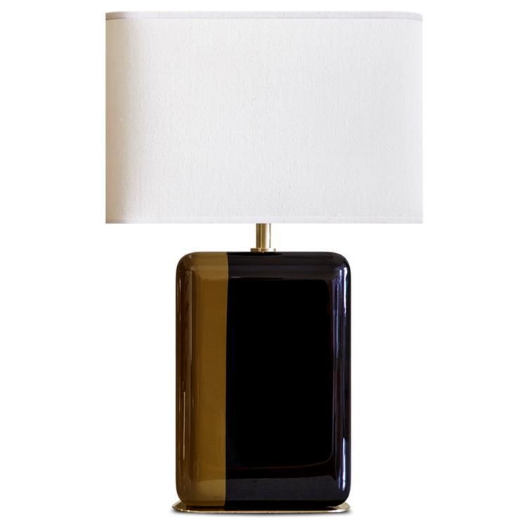 Lampe BOURBON bois laqué noir/laiton H49cm