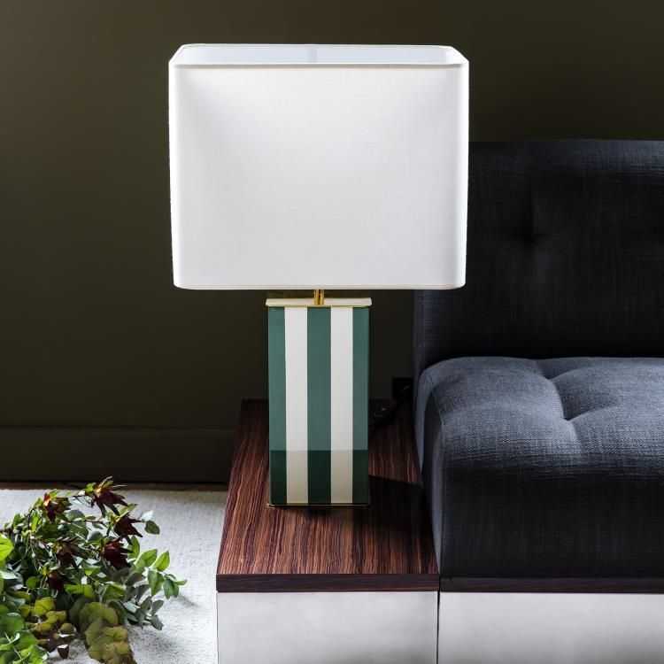 Lampe à poser ELYSEE bois laqué jade/laiton H71cm