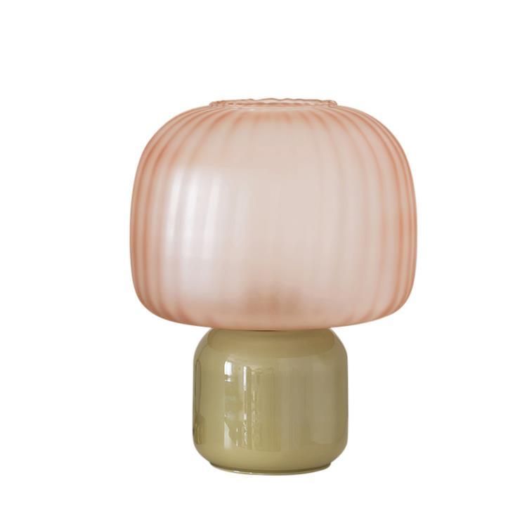 Lampe à poser LOULOU soupe d'orties/abat-jour opal Verre teinté et dépoli H30cm