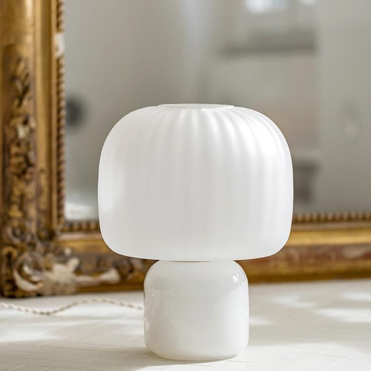 Lampe à poser LOULOU verre teinté et dépoli blanc H30cm