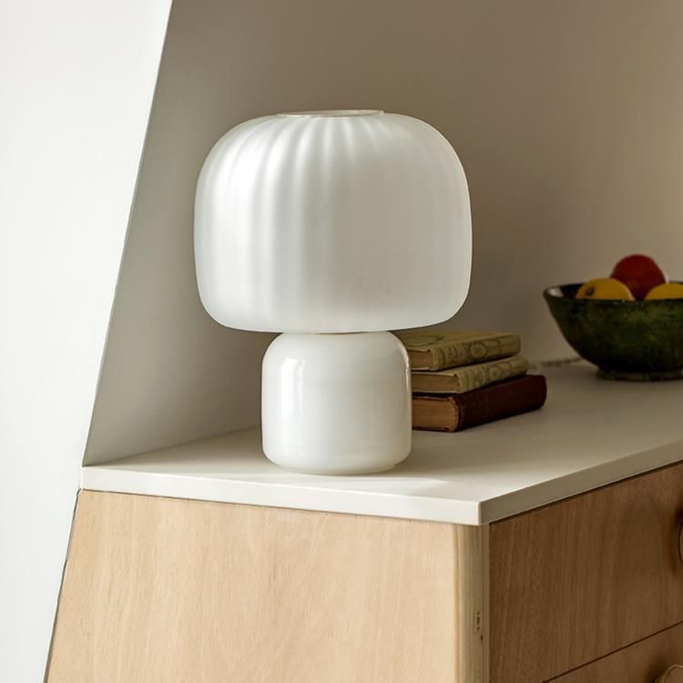 Lampe à poser LOULOU verre teinté et dépoli blanc H30cm