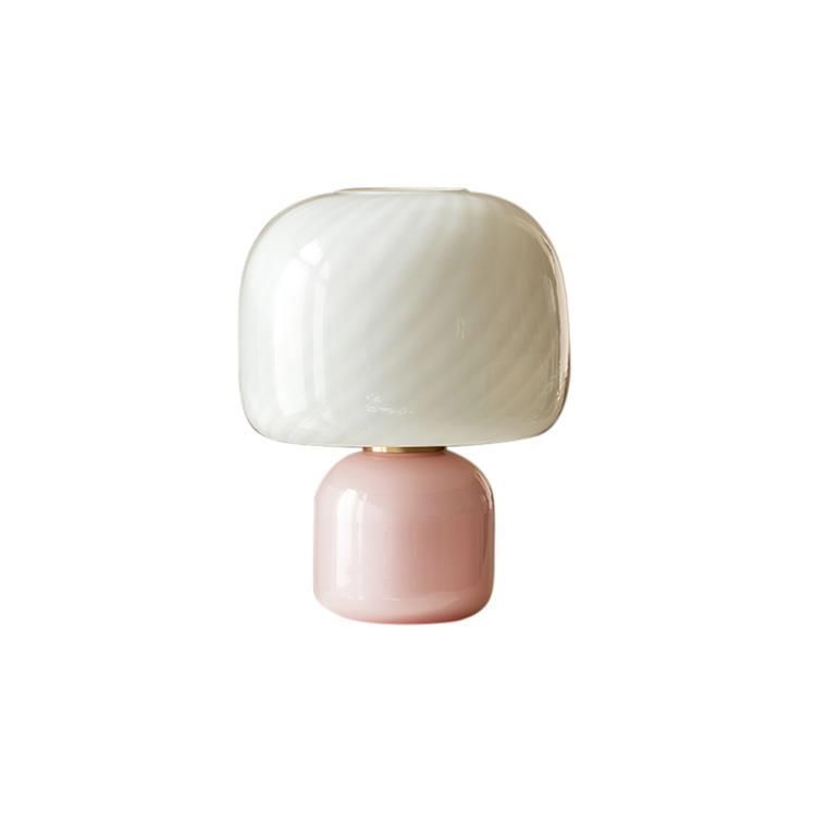 Lampe à poser LOULOU rose/blanc verre teinté et dépoli H30cm