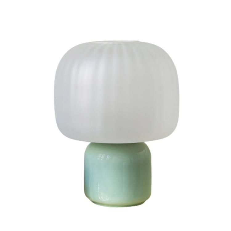 Lampe à poser LOULOU vert/blanc verre teinté et dépoli H30cm