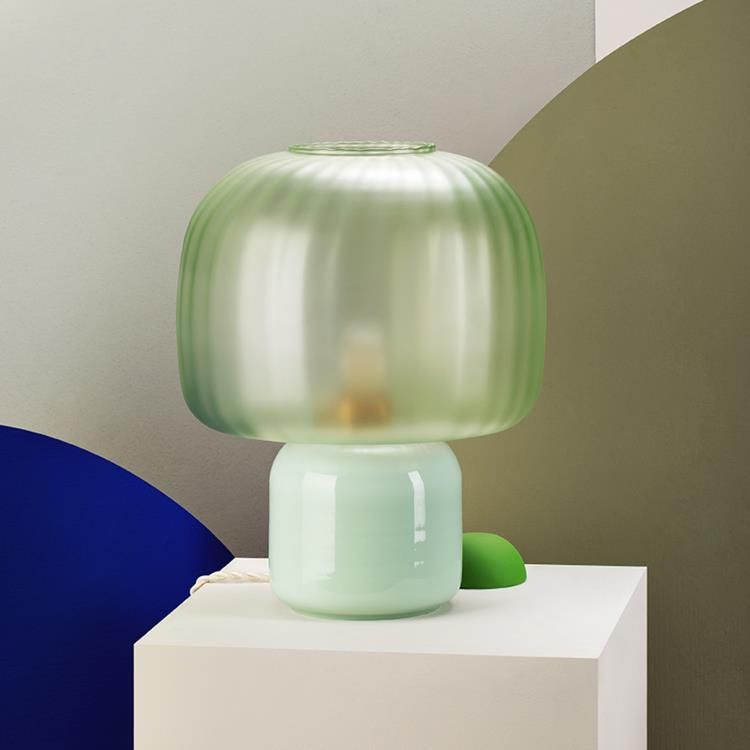 Lampe à poser LOULOU vert/blanc verre teinté et dépoli H30cm