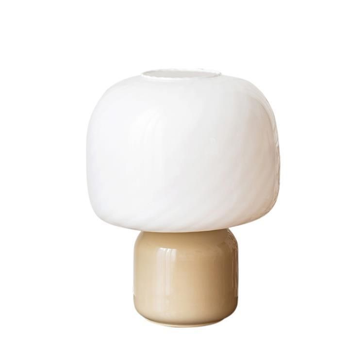 Lampe à poser LOULOU marron/blanc verre teinté et dépoli H30cm