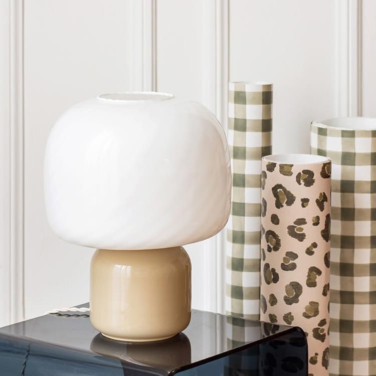 Lampe à poser LOULOU marron/blanc verre teinté et dépoli H30cm