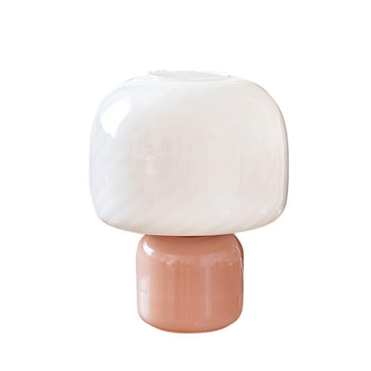 Lampe à poser LOULOU verre teinté et dépoli blanc H30cm