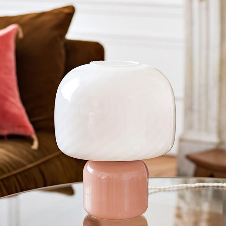 Lampe à poser LOULOU verre teinté et dépoli blanc H30cm