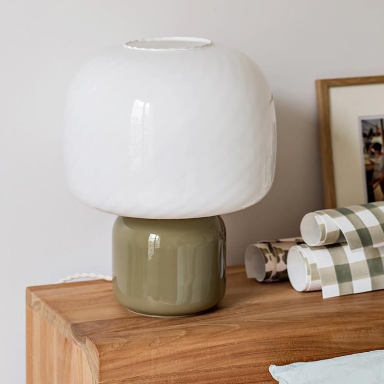 Lampe à poser LOULOU marron verre teinté et dépoli H30cm