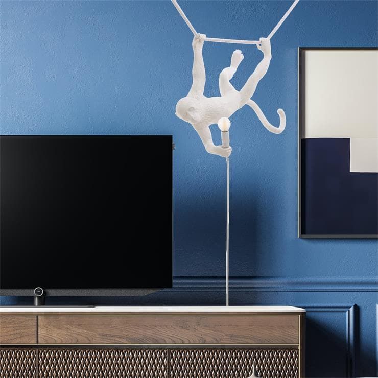 Suspension MONKEY résine blanc 59cm