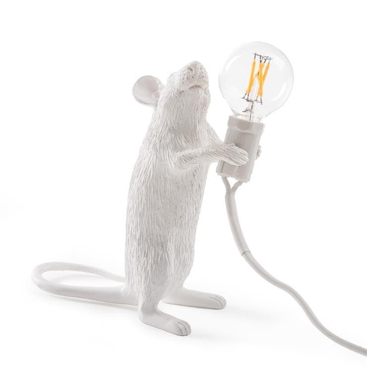 Lampe à poser MOUSE debout blanc H14cm