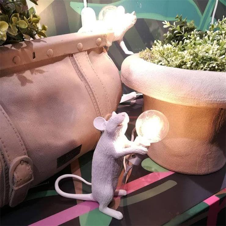 Lampe à poser MOUSE debout blanc H14cm