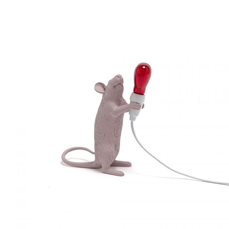 Lampe à poser MOUSE câble USB rouge H8cm