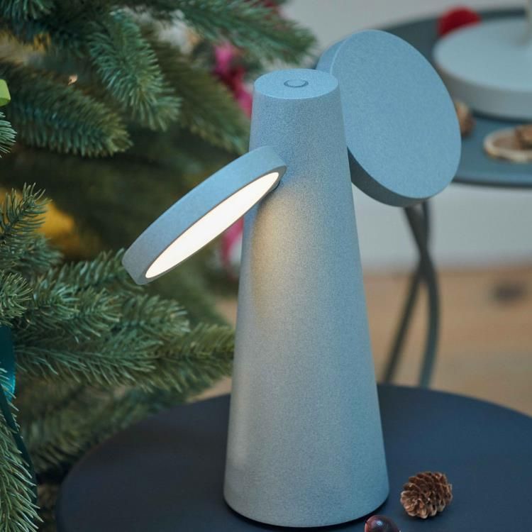 Lampe à poser d'extérieur OTO sans fil 2L dimmable gris H27cm