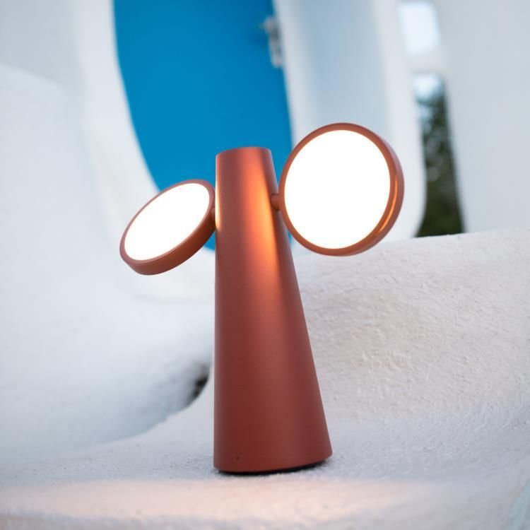 Lampe à poser d'extérieur OTO sans fil 2L dimmable rouge H27cm