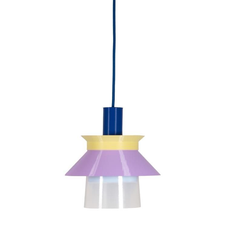 Suspension ROMI matériaux recyclés jaune/violet/transparent Ø20cm