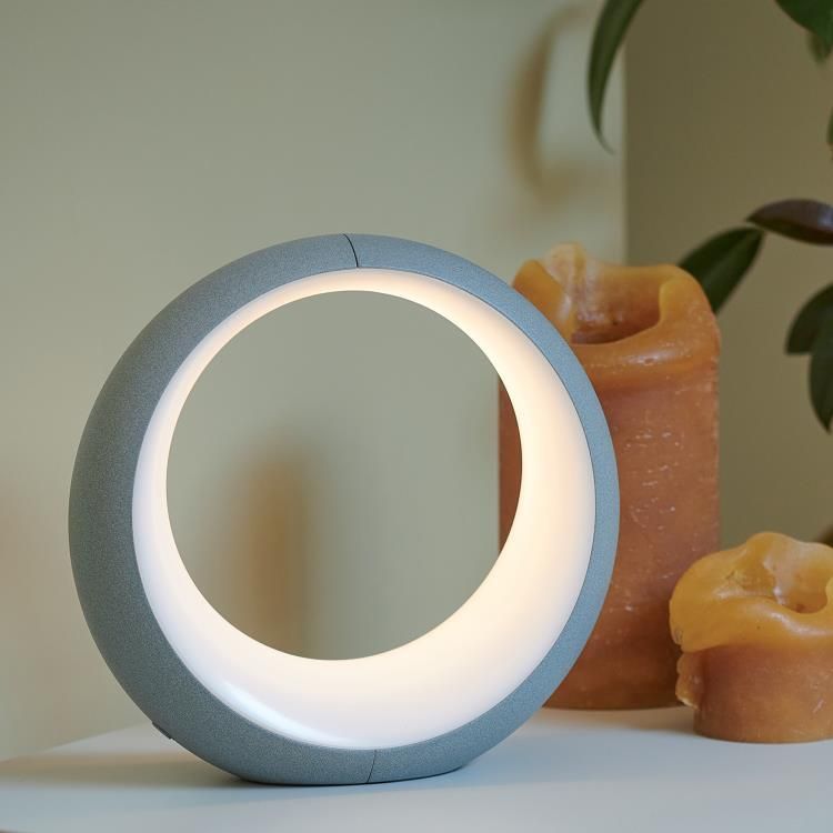 Lampe LED HOOPIK dimmable sans fil Métal et polycarbonate gris lapilli/blanc Ø24cm