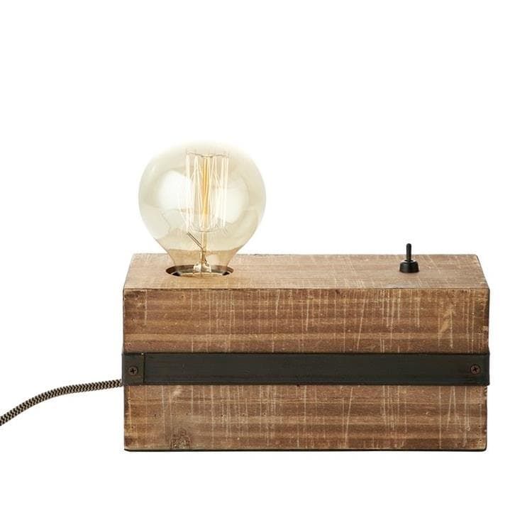 Lampe  à poser WOODHILL métal/ bois H22cm