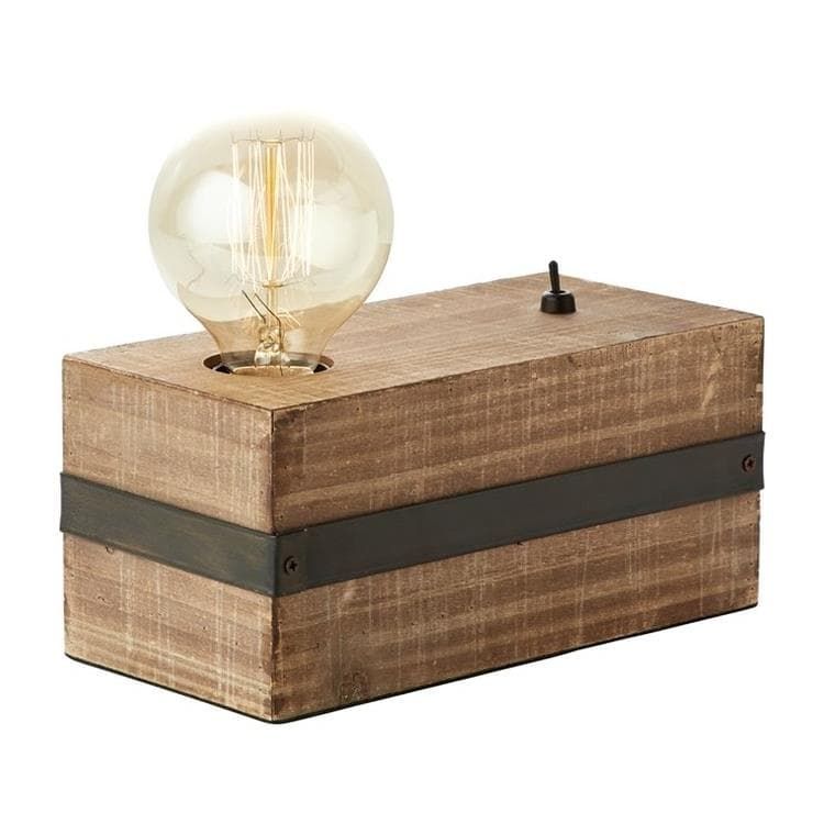 Lampe  à poser WOODHILL métal/ bois H22cm