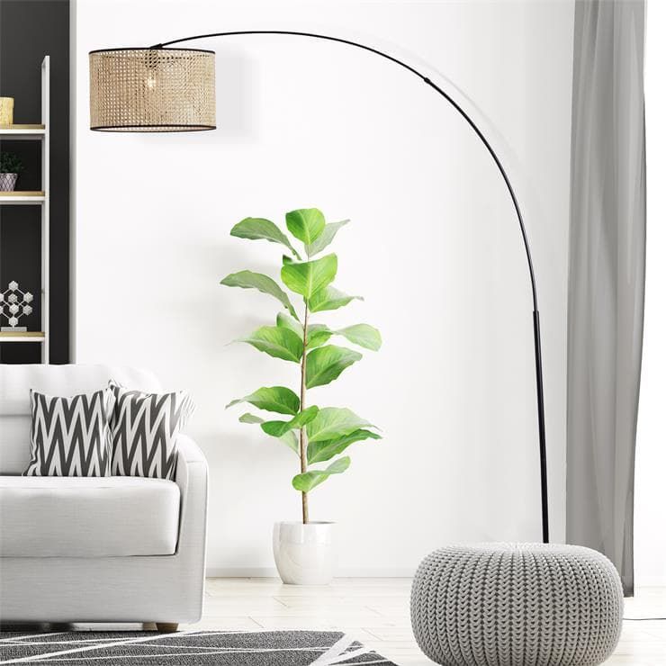 Lampadaire WILAY noir et naturel H154cm