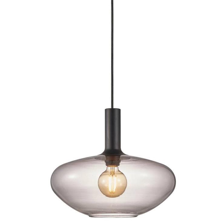 Suspension ALTON verre gris fumé Ø35cm