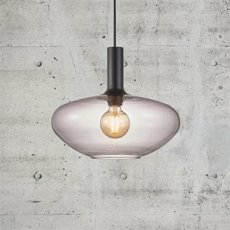 Suspension ALTON verre gris fumé Ø35cm