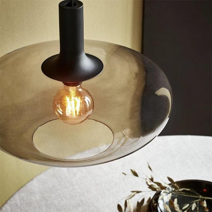 Suspension ALTON verre gris fumé Ø35cm