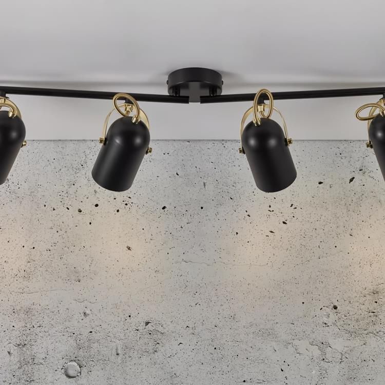 Plafonnier LOTUS noir/laiton L78cm