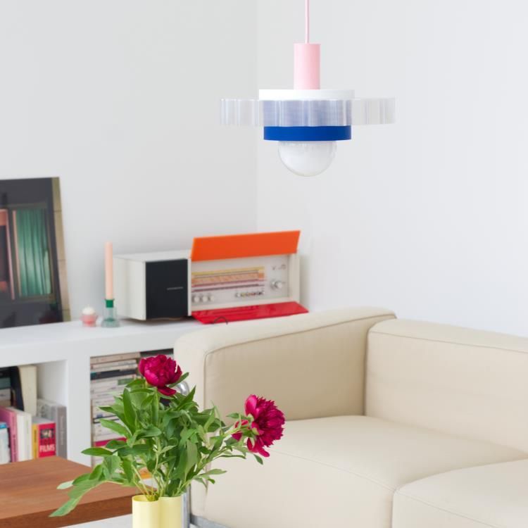 Suspension GIGIN°3 rose bleu blanc L28cm