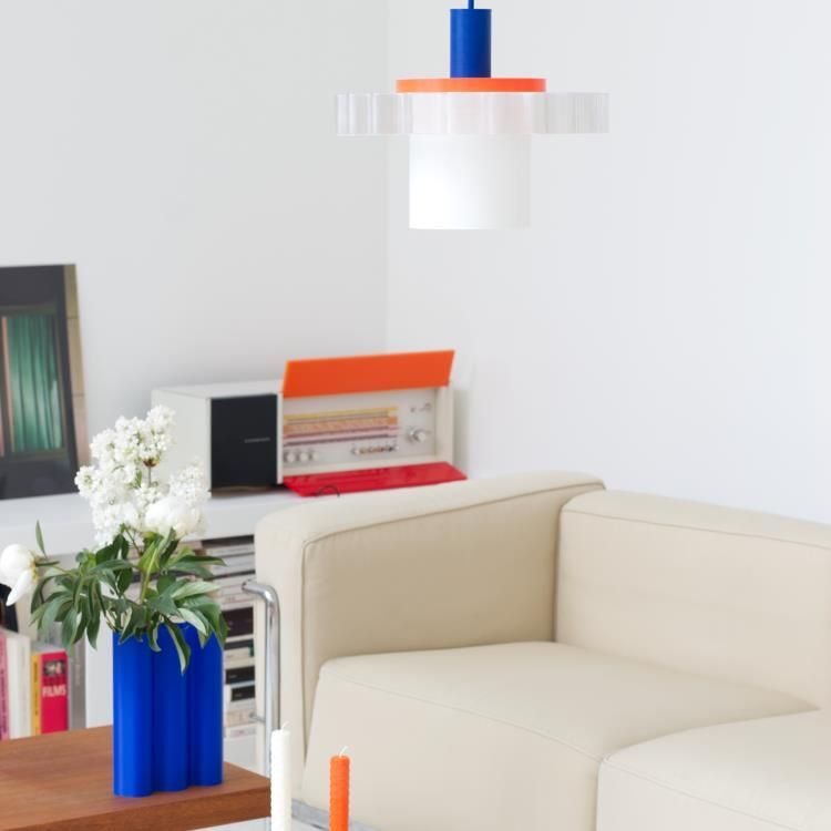 Suspension GIGI N°1 blanc bleu orange L28cm