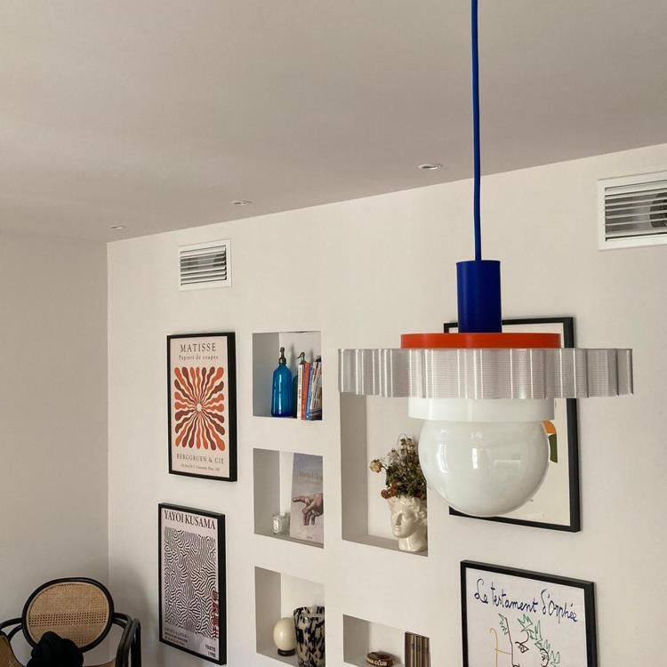 Suspension GIGI N°4 bleu/blanc/orange L28cm