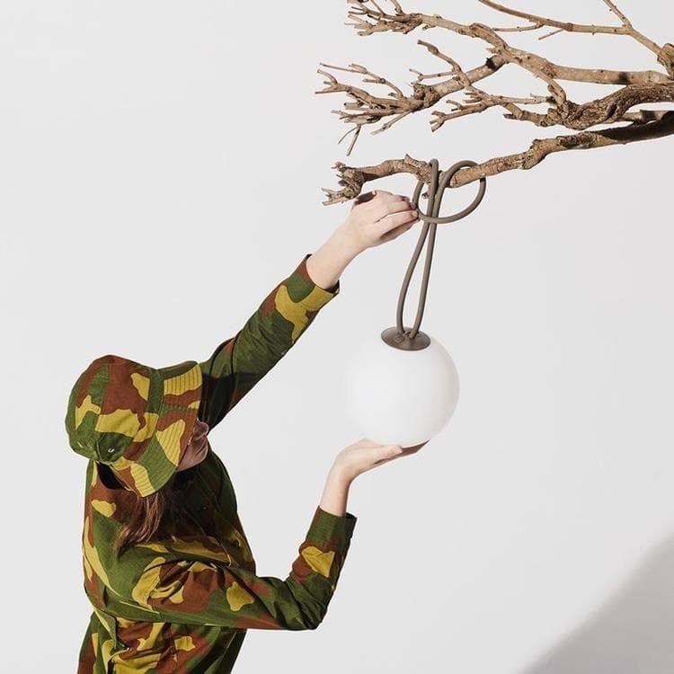 Suspension LED BOLLEKE taupe/blanc Ø20cm