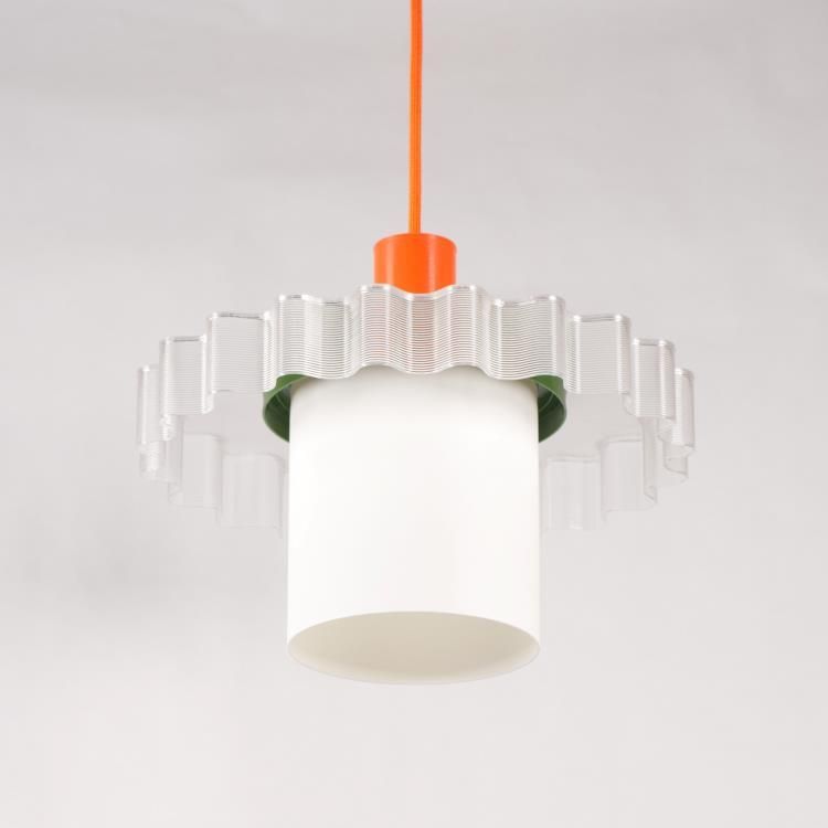 Suspension GIGI n°1 matière recyclée orange/blanc/kaki L28cm