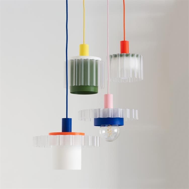 Suspension GIGI n°1 matière recyclée orange/blanc/kaki L28cm
