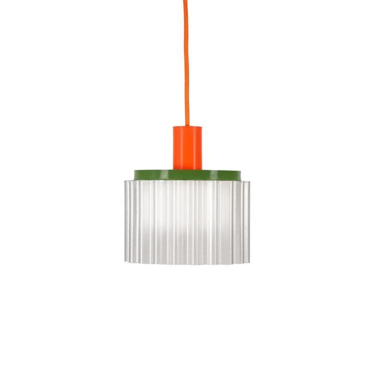 Suspension matière recyclée orange/blanc/kaki L18cm