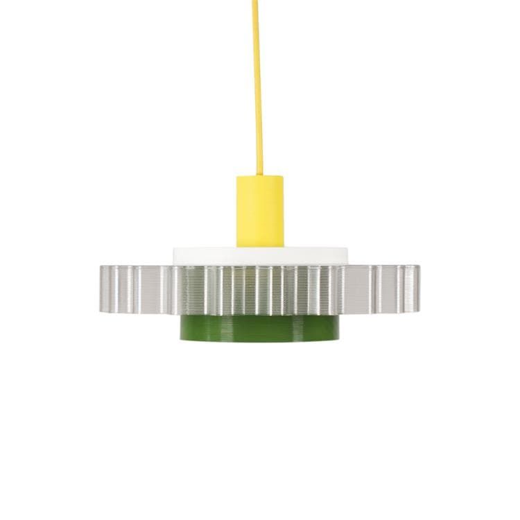 Suspension GIGI n°3 matière recylclée jaune/kaki/blanc L28cm