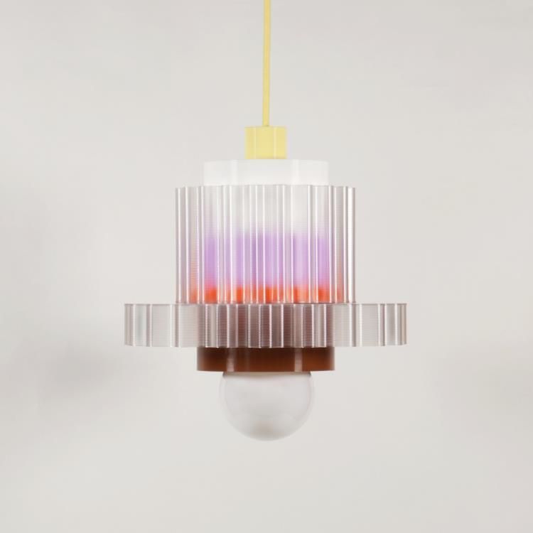 Suspension GIGI n°5 jaune/marron violet/orange L28cm