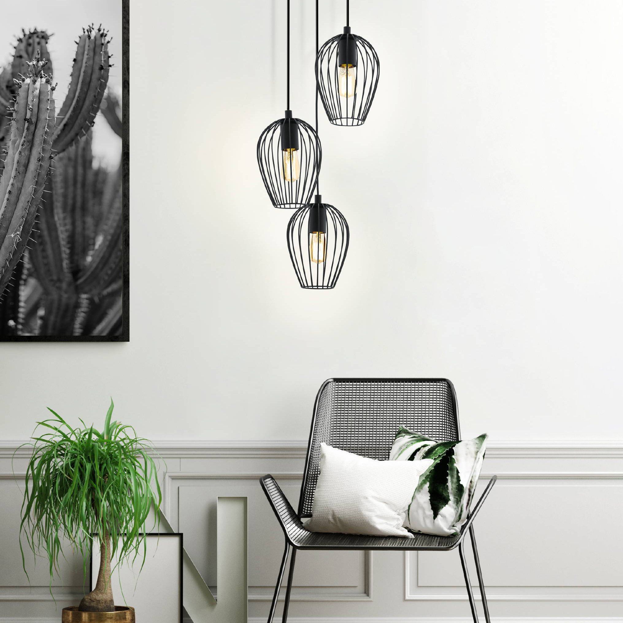 Suspension design filaire multiple NEWTOWN noire en métal
